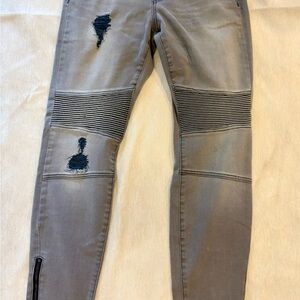 Dex Men's Skinny Distressed Gray Jeans